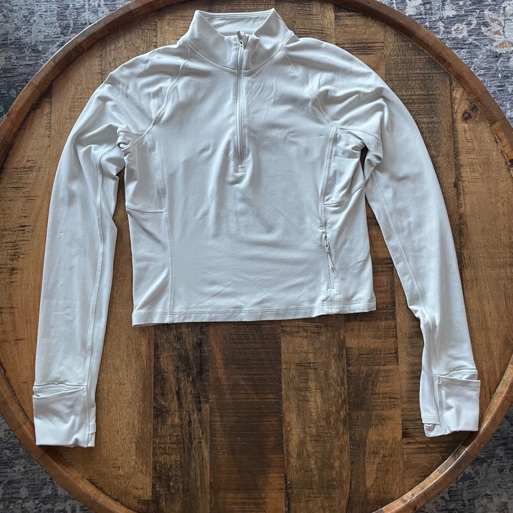 Lululemon Off-White Half-Zip Long Sleeve Top